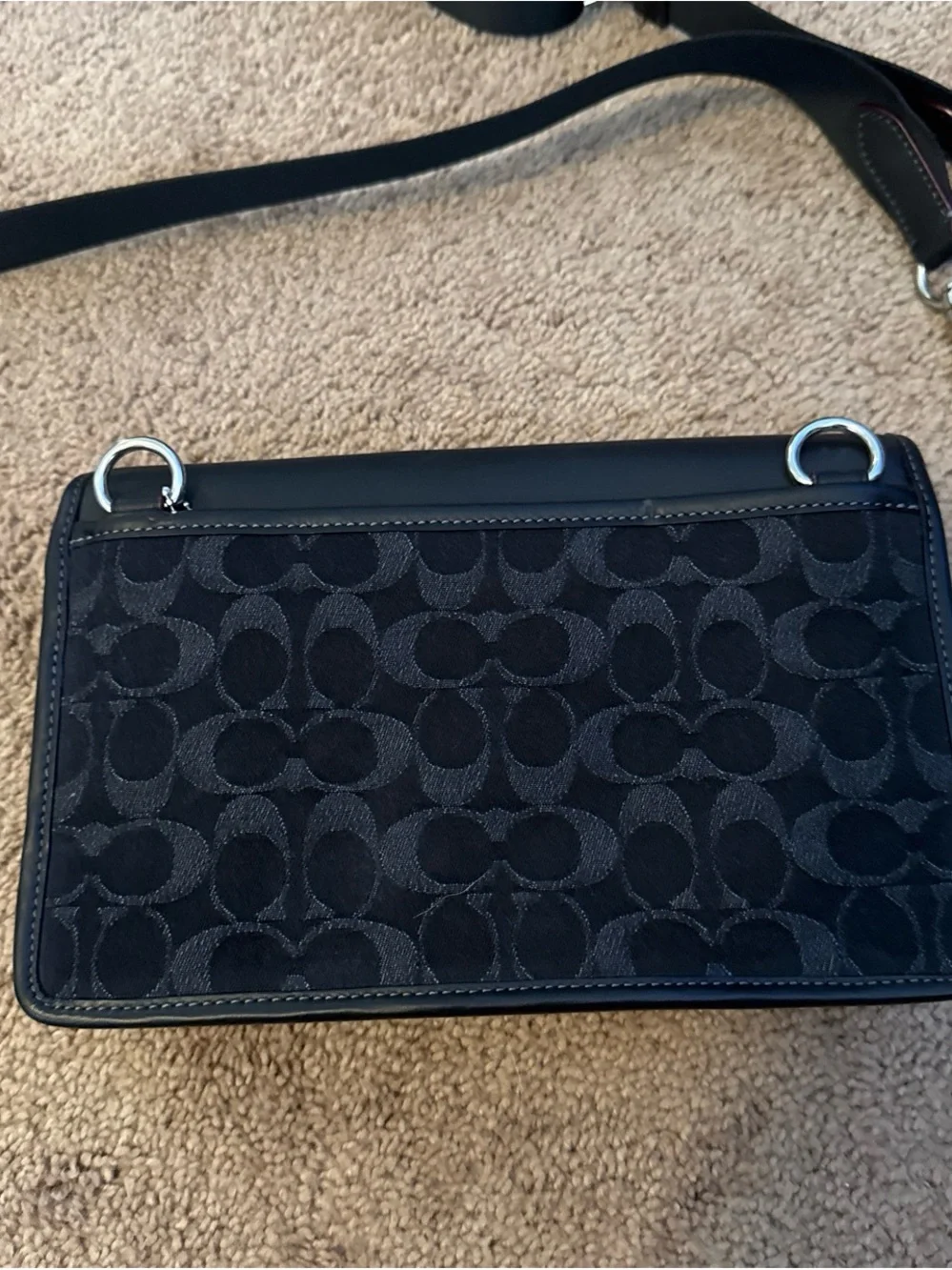 Coach Black Signature Canvas & Leather Messenger Crossbody
